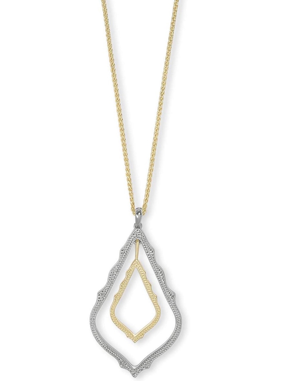 Kendra Scott Gold and Silver tone Double Teardrop Pendant Necklace, adjustable